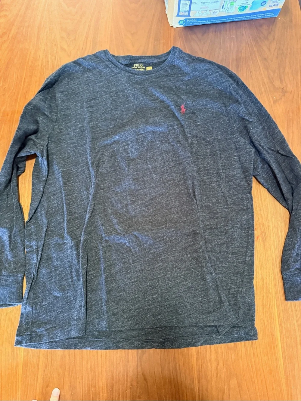 Polo by Ralph Lauren Long-Sleeve Crewneck Shirt - Dark Gray with Red Logo